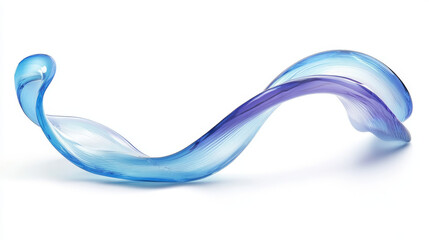 Abstract liquid glass transparent ribbon. Realistic vector illustration of blue and purple spectrum holographic floating wave shape. Iridescent dynamic curve translucent design element flowing in air.