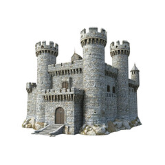 Majestic Medieval Castle 3D Render of Fortified Stone Structure