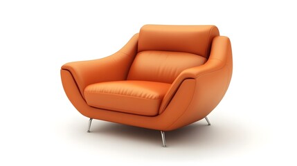Fototapeta premium Cozy and Sophisticated Orange Leather Armchair in Modern Living Room Interior
