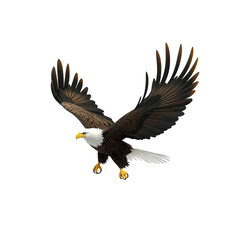 Naklejka premium Majestic Bald Eagle in Flight Against on white background