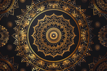 Golden Arabesque Mandala Design in Islamic and Eastern Art Style
