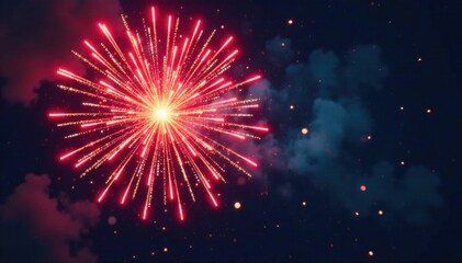 Obraz premium Vibrant firework explosion in starburst formation, starburst, fireworks
