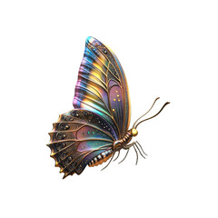 Iridescent Metallic Butterfly A Jewel-Toned Digital Artwork