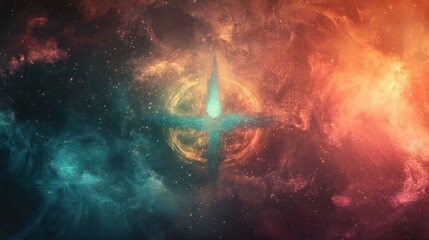 Vibrant Cosmic Background with Light Burst and Colorful Nebula