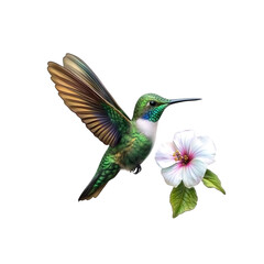 Obraz premium Vibrant Hummingbird in Flight with White Flower