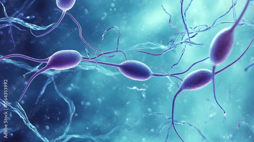Poster Glowing Neural Synapses in Dynamic Biological Connectivity   Abstract Microscopic View of Electrical Nerve Impulses and Medical Scientific Discoveries