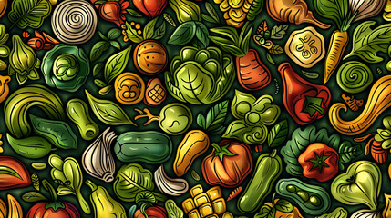 Vibrant assortment of fresh vegetables and greens arranged artistically on a dark background