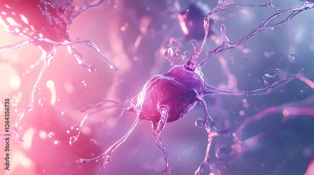 Aufkleber Glowing vibrant colorful neural network synapse digital anatomical structure representing complex electrical communication and information processing in the brain