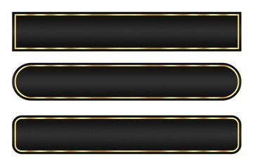 Black gold button text box shaped object set elements isolated on white background