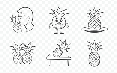 Exquisite Pineapple Line Art Vector Designs
