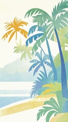Tropical wallpaper illustration summer nature.