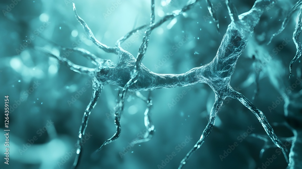 Aufkleber Intricate and captivating neuronal network with synaptic connections in shades of icy blue and teal