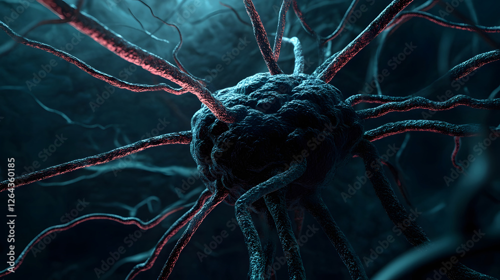 Fototapete intricate cerebral network of interconnected neurons and synapses representing the complex communica