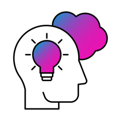 Lightbulb icon. Logical thought, decision-making, deductive reasoning, problem-solving, analysis. Vector illustration.