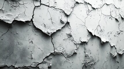 Fototapeta premium Cracked and Peeling White Wall Texture with Subtle Shadows, Ideal for Background Use
