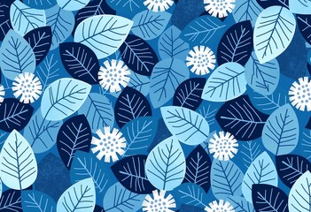 抽象的な水中パターン: テクスチャの詳細を持つ深い海の青の背景に、シームレスな青と白の形 - 芸術的な壁紙のデザイン、現代的なテキスタイルの印刷、そしてベクターアートのプロジェクトに最適です。

