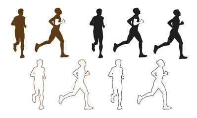 Running silhouettes Vector illustration