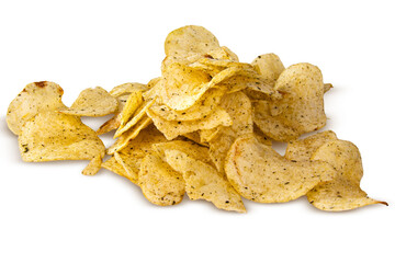 seaweed flavour potato chips isolated on white, transparent background. png file © lovapixels