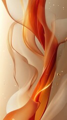Abstract flowing waves of warm orange and cream colors with bubbles, creating a serene background
