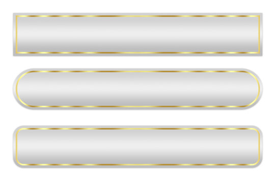 White gold button text box shaped object set elements isolated on white background