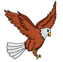 Cute cartoon hand drawn vector eagle illustration.
