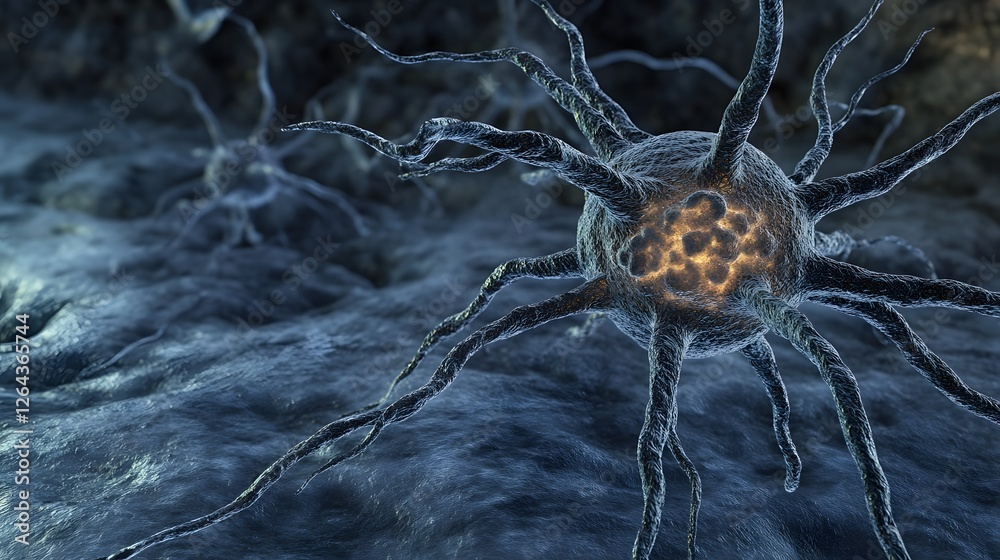 Poster intricate neural network synapse structure under microscopic view showcasing the complex biological 