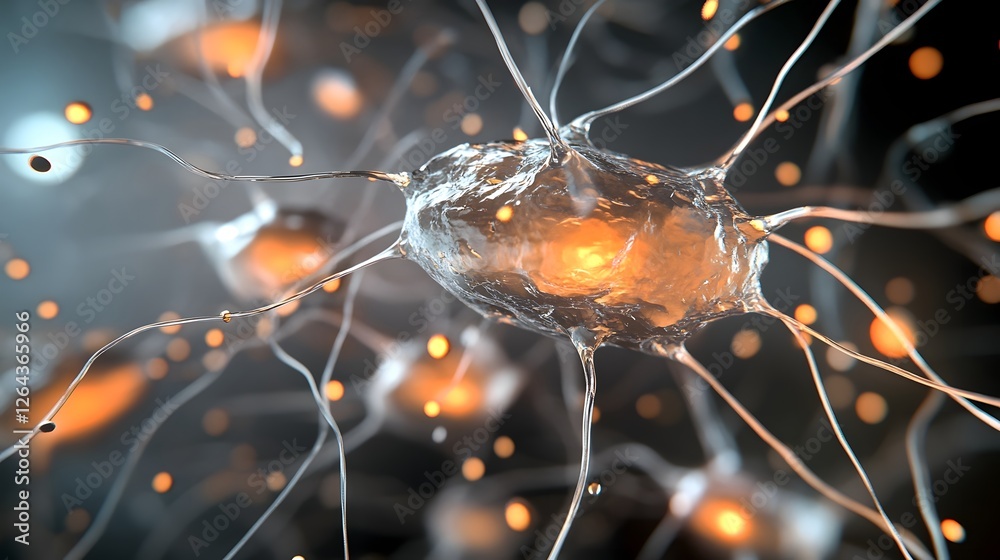 Leinwandbilder Intricate Neural Network of the Brain Showcasing Electrical Impulses and Synaptic Signaling  Close up view of the complex network of neurons dendrites