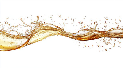 Fototapeta premium Splash of cola, soda or beer with bubbles. Vector realistic illustration of fizzy drink, champagne, cold carbonated beverage isolated on white background. Wavy flow of liquid brown effervescent water