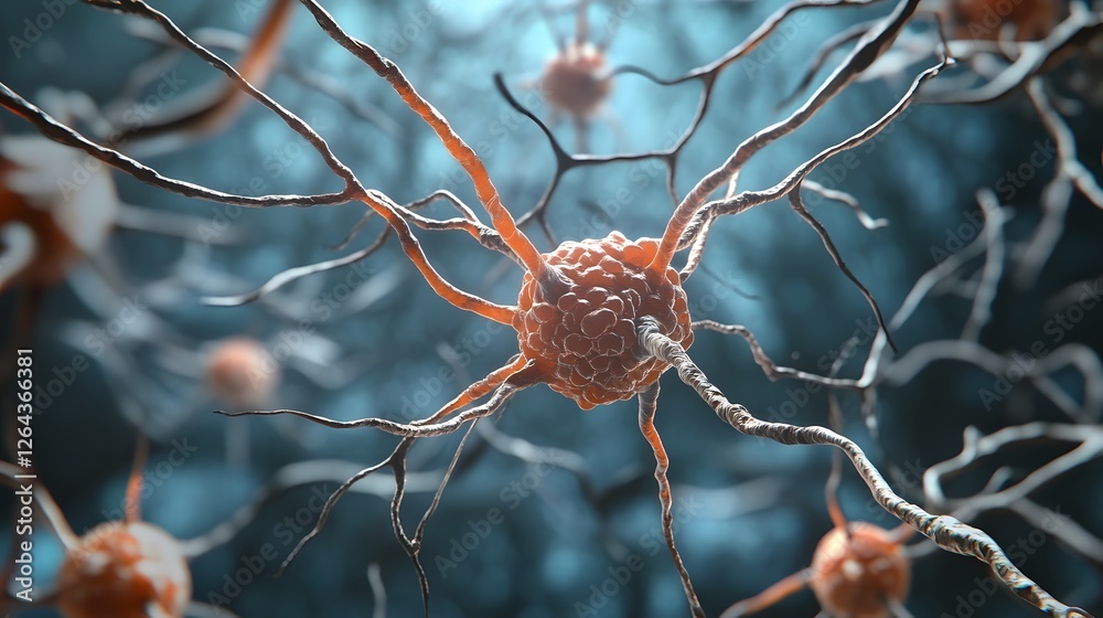 Aufkleber Intricate Neuronal Network Visualizing the Complexity of the Brain s Communication System  This macro shot reveals the intricate structure and connections within a neural network