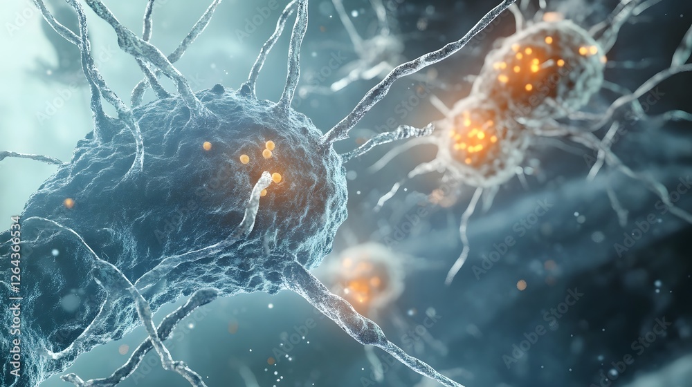 Aufkleber Intricate neuronal network with interconnected cells and synapses visualizing the complex processes and communication within the brain