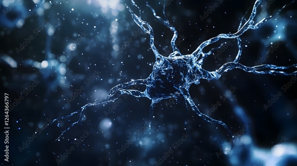 Poster Intricate Synaptic Connections Powering the Neural Network Dynamics  Abstract microscopic view of neurons and their synaptic activity