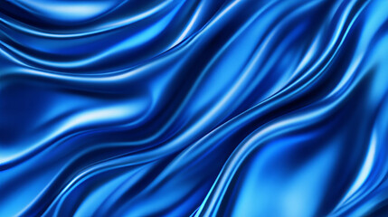 Fototapeta premium Abstract background with texture of blue cream, water or silk surface. Soft satin fabric with wavy creases. Cosmetic gel, skincare mask surface, vector realistic illustration