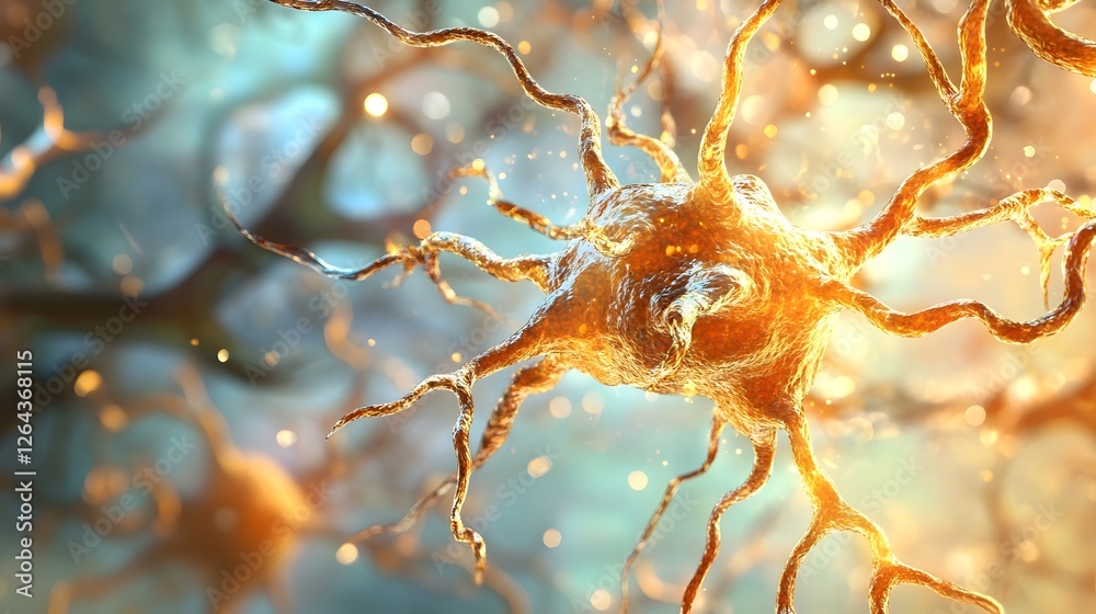 Poster macro shot of a complex neural network showcasing the intricate structure and interconnectivity of n
