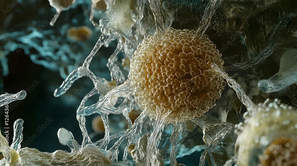 Leinwandbilder Magnified microscopic view of an intricate organic cellular structure and natural patterns in a biological sample  This close up