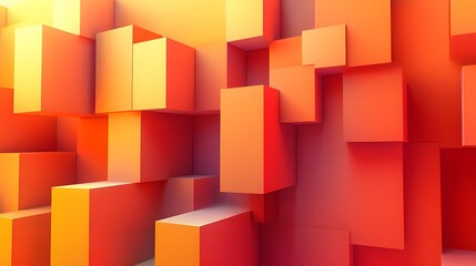 Fototapeta premium Abstract arrangement of 3D cubes with warm gradient color palette