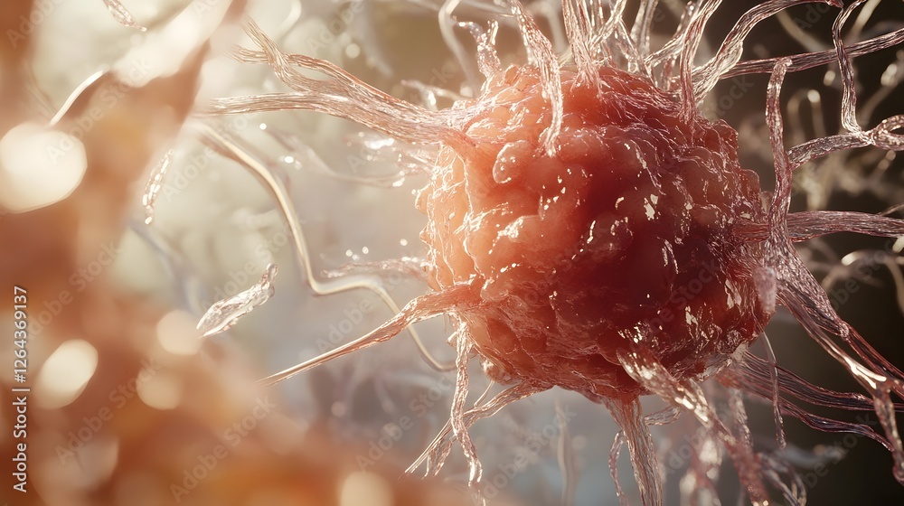 Leinwandbilder magnified view of cancerous tumor cells under a microscope showing the intricate cellular structure 