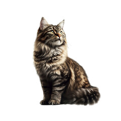 Obraz premium Majestic Longhair Cat Sitting and Gazing Upward