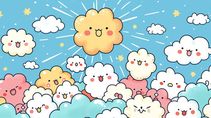 Naklejka premium Simple Kawaii Pastel Background Fully Colored with Crayon-Like Texture