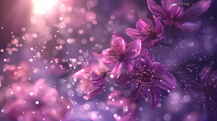 Beautiful purple flowers with soft bokeh background, creating a dreamy atmosphere in nature