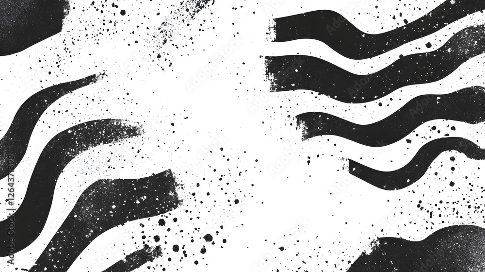 Aufkleber mesmerizing abstract black and white textured graphic background with organic shapes and splatter pa