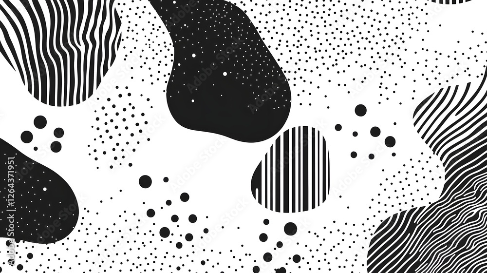 Poster Mesmerizing abstract composition of contrasting black and white geometric shapes lines and patterns in a modern minimalist style  Captivating visual design with a clean
