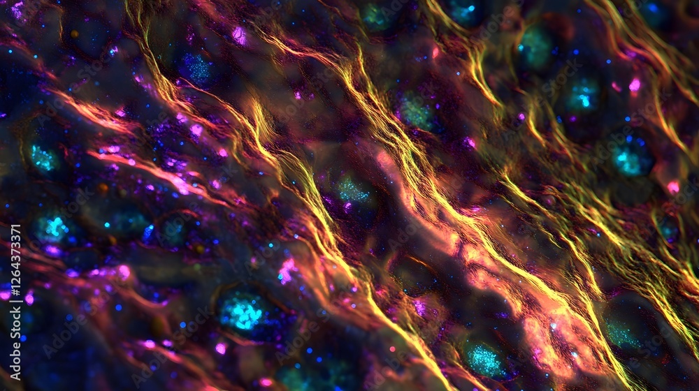Leinwandbilder mesmerizing abstract digital art showcasing the vibrant cosmic energies swirling and dancing through