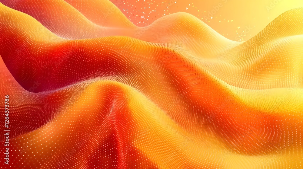 Leinwandbilder Mesmerizing abstract digital art with dynamic fluid motion undulating waves and elegant gradient textures in a striking color palette of orange yellow and red