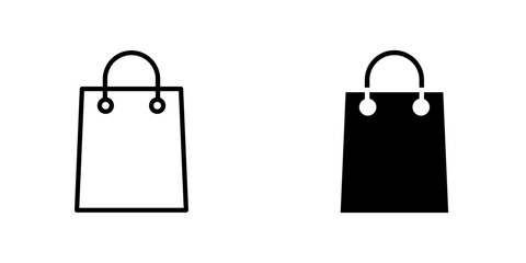 Bags Shopping icons. stroke line and black solid icons