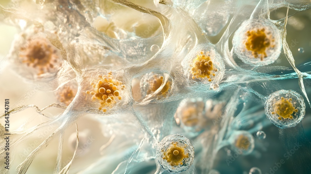 Leinwandbilder Mesmerizing abstract fractal pattern with swirling iridescent bubbles and colorful fluid shapes that create a visually captivating and dreamlike display of light energy and ethereal beauty