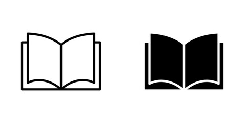 Book icons. stroke line and black solid icons