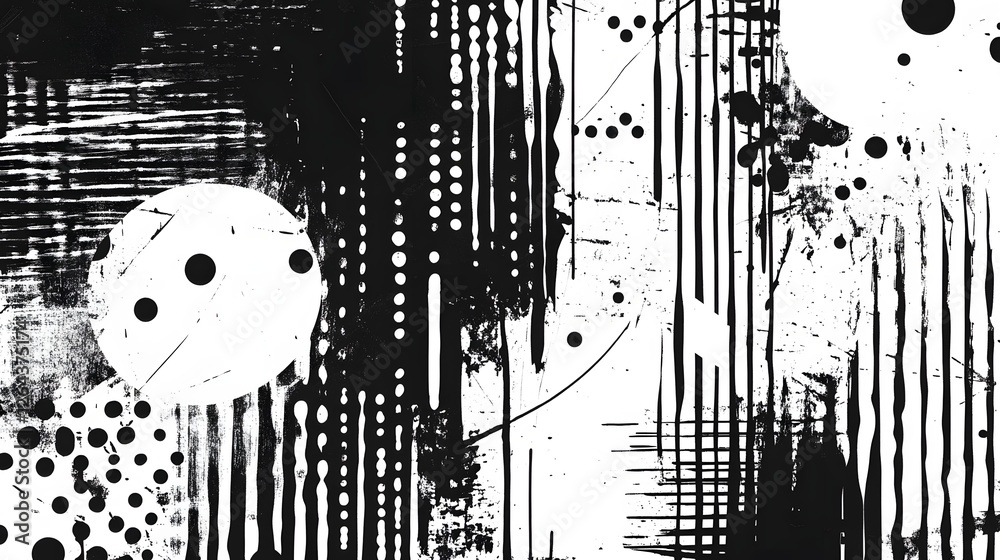 Aufkleber mesmerizing abstract geometric patterns and textural elements in striking monochrome tones creating 