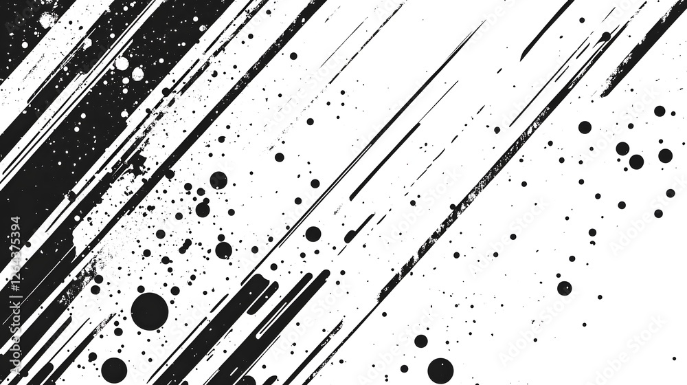 Poster Mesmerizing Abstract Grunge Texture Background with Bold Black and White Fluid Brush Strokes Splashes Drips and Particles  Dynamic Energetic and Dramatic Monochrome Graphic Design Element