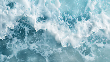 Fresh clean water wave with bubbles and drops. Vector illustration with realistic clear blue aqua surface on transparent background. Flow of pure liquid drink