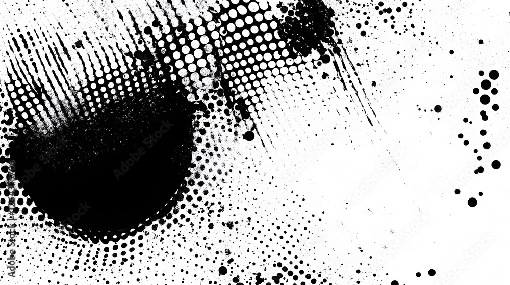 Aufkleber Mesmerizing Abstract Grunge Texture with Dramatic Ink Splatter and Halftone Effect  Grungy moody and edgy digital art background with a dynamic energetic and contemporary feel
